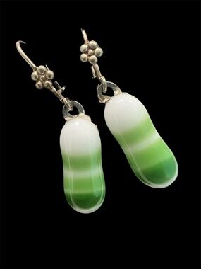 Green Art Glass Earrings